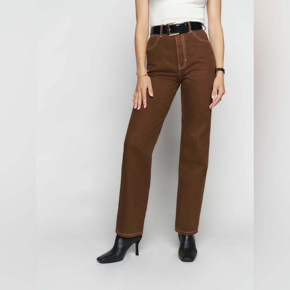 Reformation Brown Straight Leg Jeans